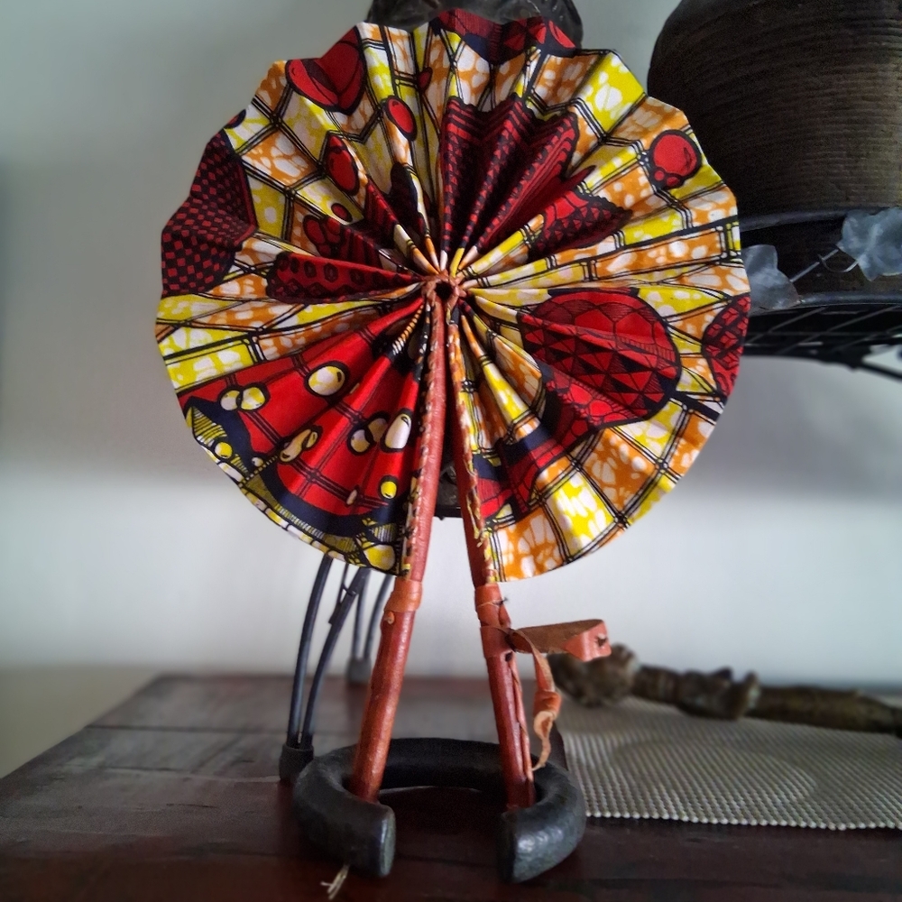 Colorful Handheld Fan with leather handle
